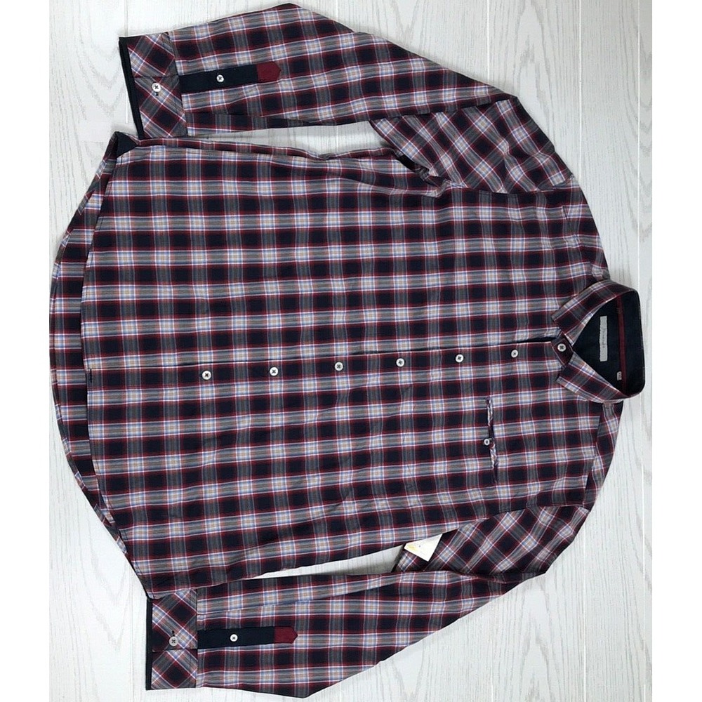 New 7 Diamonds Western Button Up Shirt Mens XXL 100% Cotton Plaid Long Sleeve